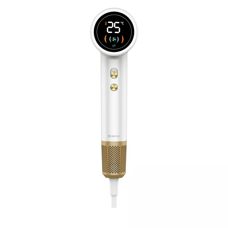Hair dryer DENVER HDD-1400W, 1400 W, white, 110–240 V, 1.8 m cord, 25–75 °C, 70×89×280 mm