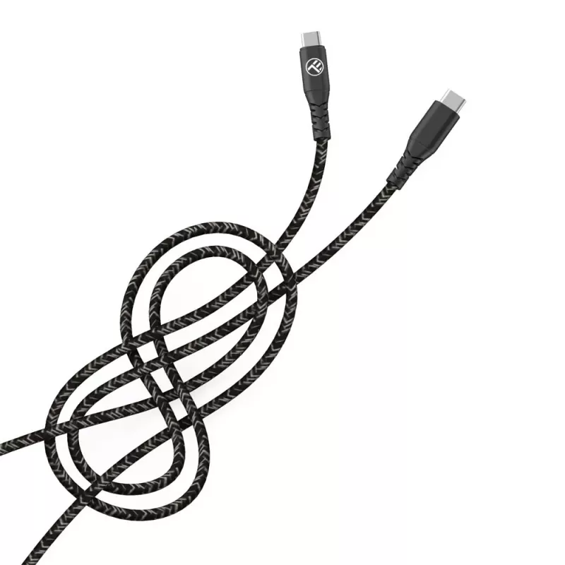USB Type-C to Type-C data cable Tellur TLL155471, 1 m, 3 A, 60 W PD, nylon braided, black