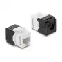 Keystone module DELOCK RJ45 to LSA Cat.6 UTP tool-free, flat construction, 16.2×28.2×19.4 mm, black/white