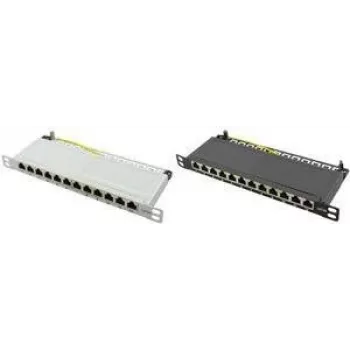 LogiLink - Patch Panel - rack-mountable - RJ-45 X 12 - Light Grey, RAL 7035 - 0.5U - 25.4 cm (10)