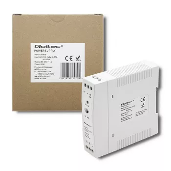 Qoltec Din Rail Power Supply | 24W | 24V | 1A | White | Slim