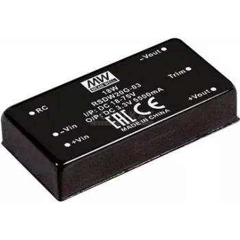 Power adapter/inverter MEAN WELL RSDW20F-03 — 20 W output, 3 V output voltage, depth 50.8 mm, weight 35 g