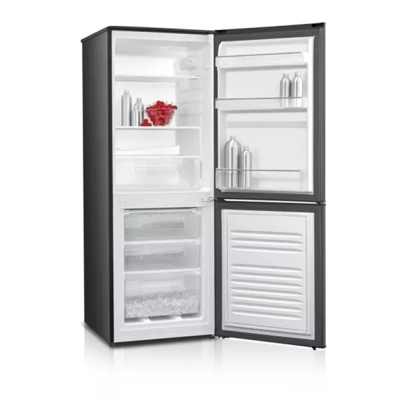 Fridge-freezer MPM MPM-215-KB-39/E — 215 L, bottom freezer, dark inox, reversible doors, LED light