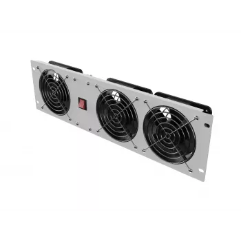 Ventilation panel vertical 19 inches for rack cabinet, 3 fans, 230V, grey