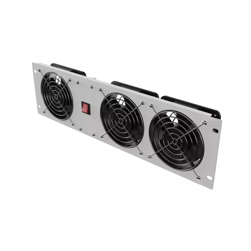 Ventilation panel vertical 19 inches for rack cabinet, 3 fans, 230V, grey