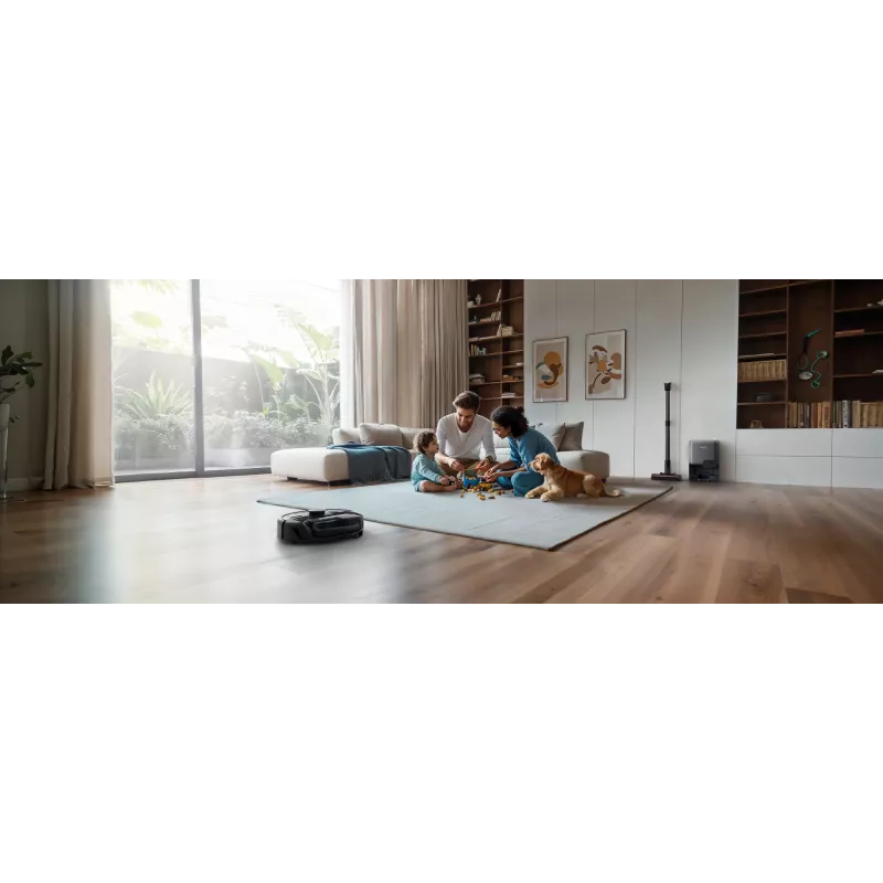 Robot vacuum Eufy E20 Black — round, dust-bag base station, 150 min runtime, 35 cm diameter