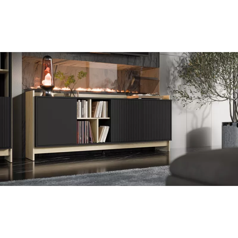 Cama PORTO 3D chest of drawers 190x38x77 oak/black