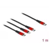 USB Charging Cable DeLOCK 3 in 1 USB Type-C to Lightning Micro USB USB Type-C 1 m black red