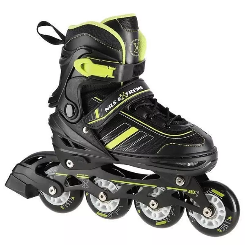 Nils Extreme NH18191 2IN1 Inline Skates BLACK/LIME SIZE. L (39-43) With Interchangeable Hockey Skates