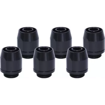 Alphacool HF Screw-In Fitting TPV Metal - 12,7/7,6mm straight - Black - 6er Kit (17454)