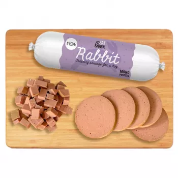 Dog treat PAKA ZWIERZAKA Pepe Sausage Rabbit 200 g — rabbit-flavoured soft hypoallergenic sausage, grain- and gluten-free