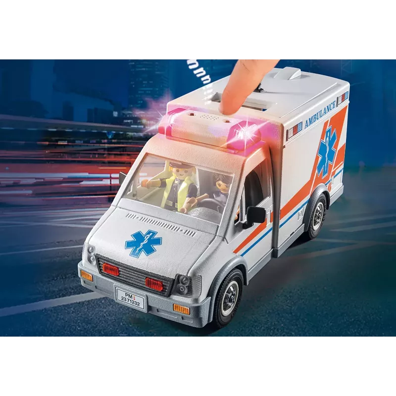 Toy ambulance vehicle PLAYMOBIL 71232 — multicolour, for ages 4–10, AAA battery