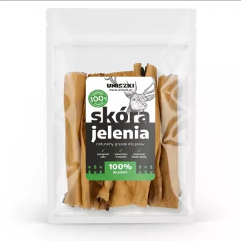 Dog treat UNISZKI deer leather chews 100 g — natural chew snack for dogs