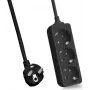 Power strip helos CLASSIC 3‑way, black, 3.0 m cable