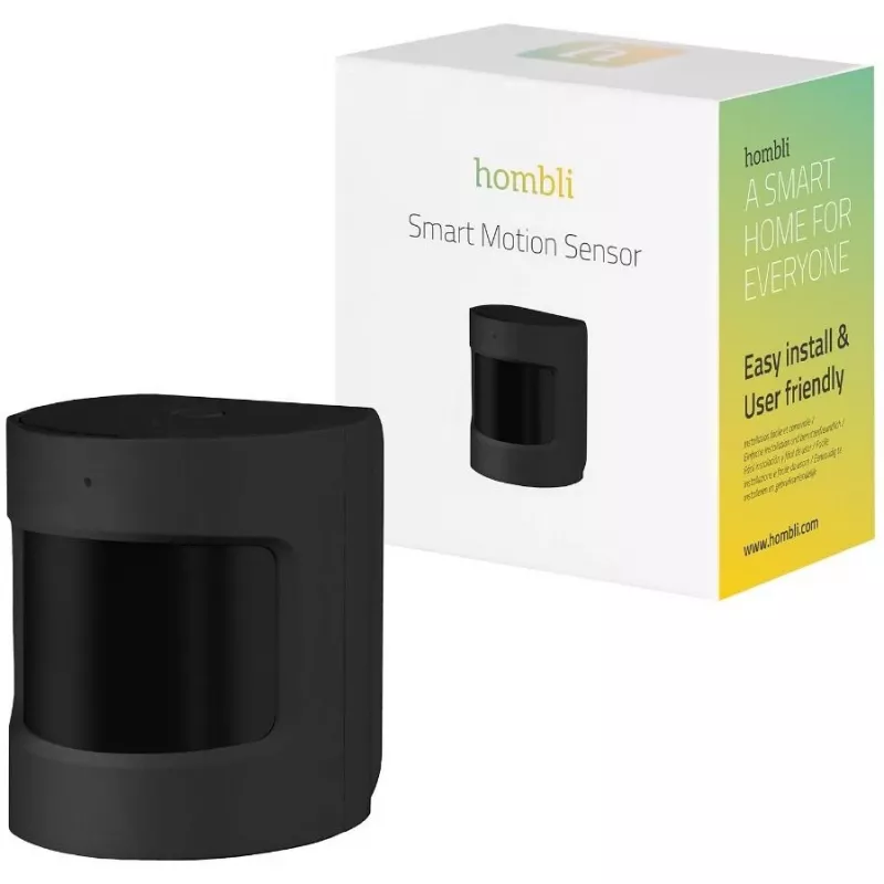 Motion detector Hombli HBSM-0100 — PIR wireless wall sensor, 8 m detection, battery-powered, black