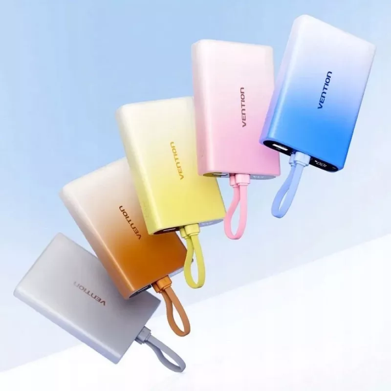 Portable charger Vention 10000 mAh with USB-C, Lightning and USB-A, 22.5W output, copper