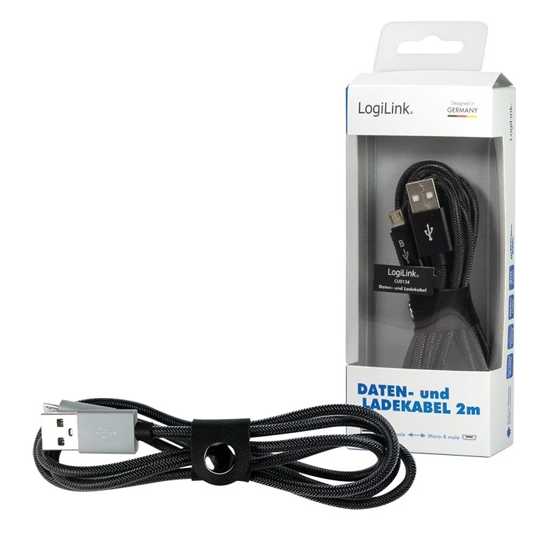 Sync and charging cable USB-A to Micro-B male 2m