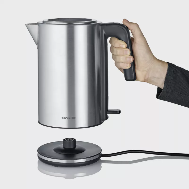 Electric kettle SEVERIN WK 3449 — 1.7 L, 2400 W, stainless steel/plastic, black-silver