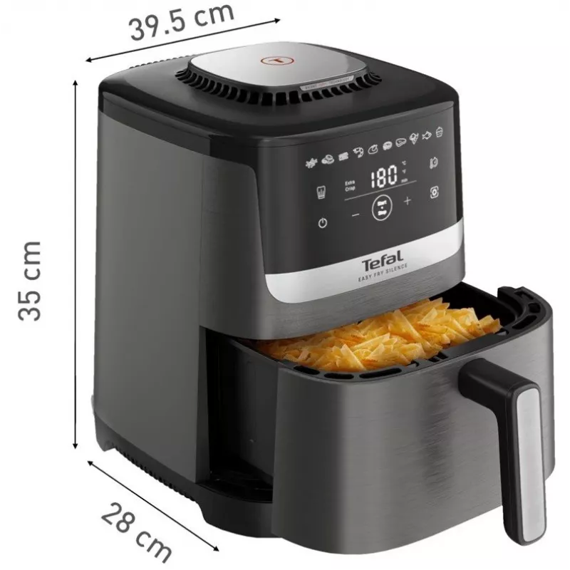 Tefal Easy Fry Silence EY551HE0 fryer Single 5 L Stand-alone Hot air fryer Black, Grey, Stainless steel