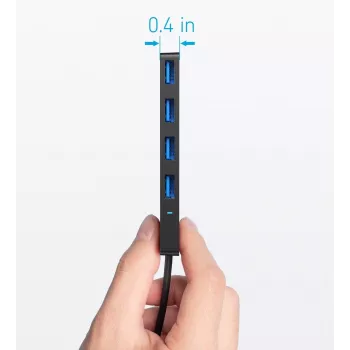 USB hub Anker Ultra Slim A8309G11 — USB Type-C host, 3× USB 3.2 Gen 1 Type-A, compact 103×30×10 mm, black
