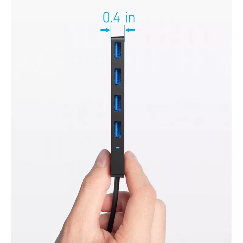 USB hub Anker Ultra Slim A8309G11 — USB Type-C host, 3× USB 3.2 Gen 1 Type-A, compact 103×30×10 mm, black