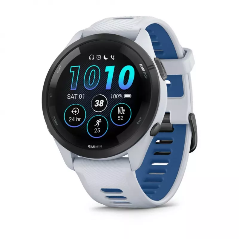 Smartwatch GARMIN Forerunner 265 — 46 mm GFRP case, AMOLED 1.3 inch, GPS/GLONASS/Galileo, 15-day battery, 5 ATM, silicone band