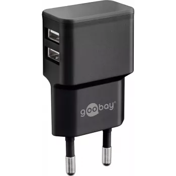Wentronic goobay Dual USB charger - Power Supply - 12 Watt - 2,4 A - 2 Output Ports (USB) - Black (44951)