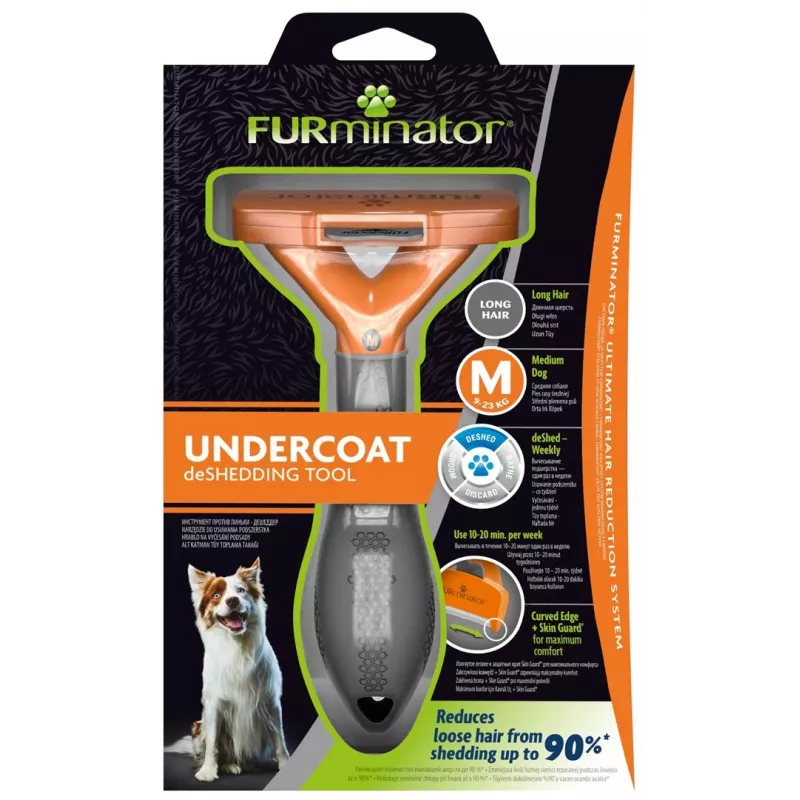 FURminator FUR151142 Grooming Tool for Long-Haired Dogs, Size M