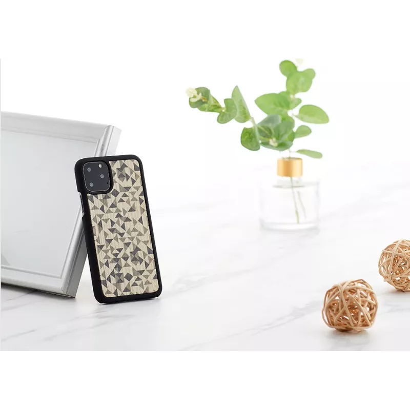 Phone case man and wood for iPhone 11 Pro — mono triangle black, protective hard shell