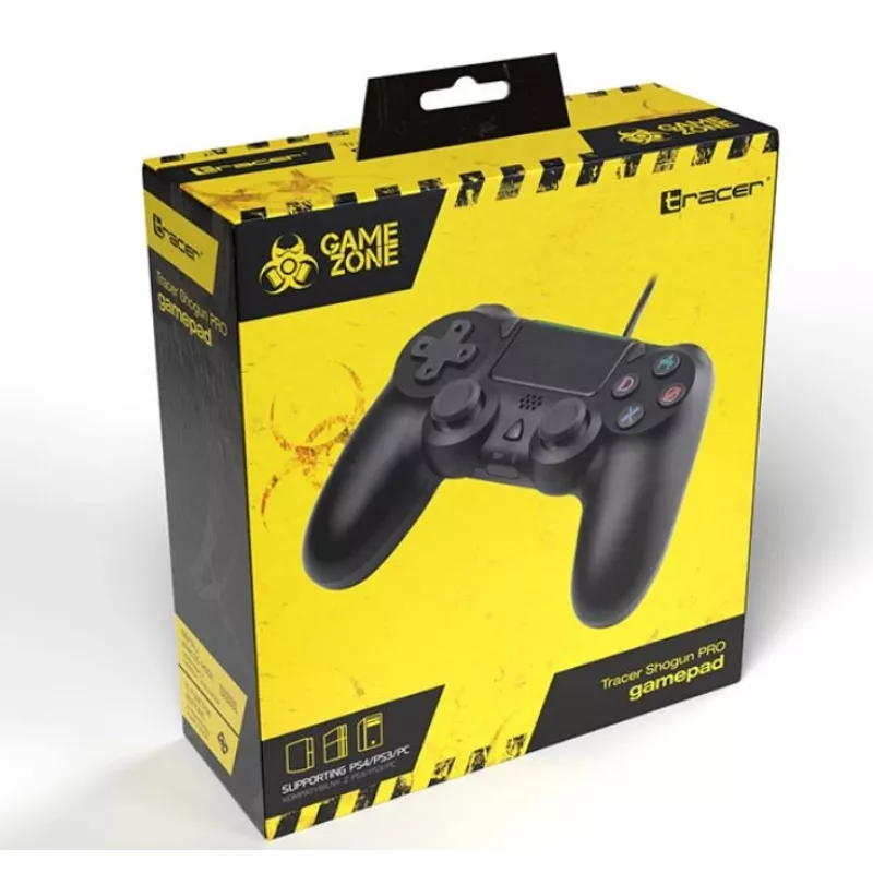 Wired gamepad TRACER SHOGUN PRO Black — 16 buttons, analogue/digital, 1.5 m cable, vibration, PC/PS4/PS3
