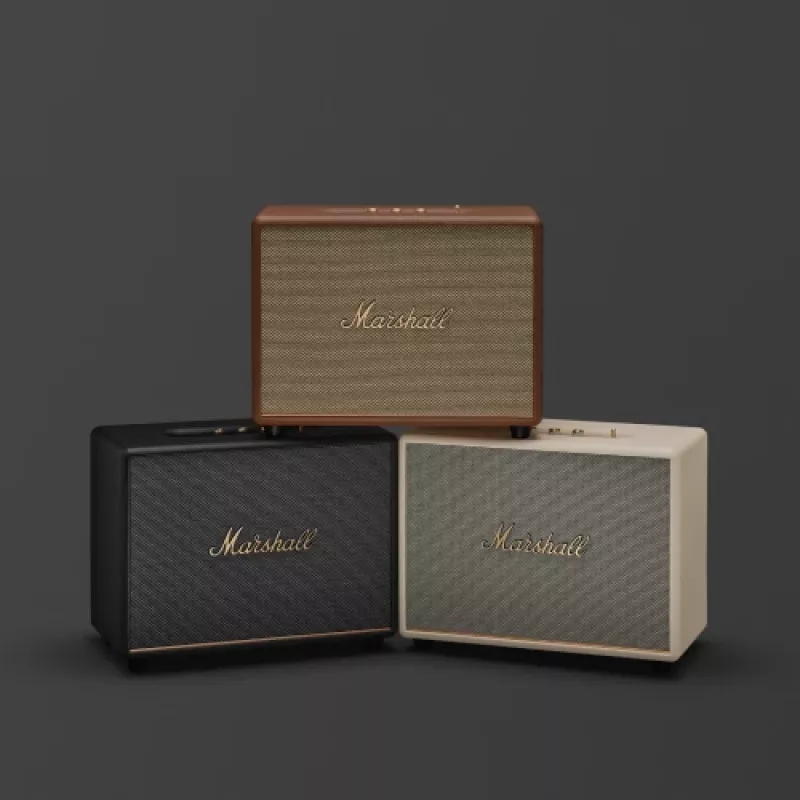 Wireless speaker MARSHALL Woburn III Brown — multiroom, Bluetooth, Wi‑Fi, analog inputs