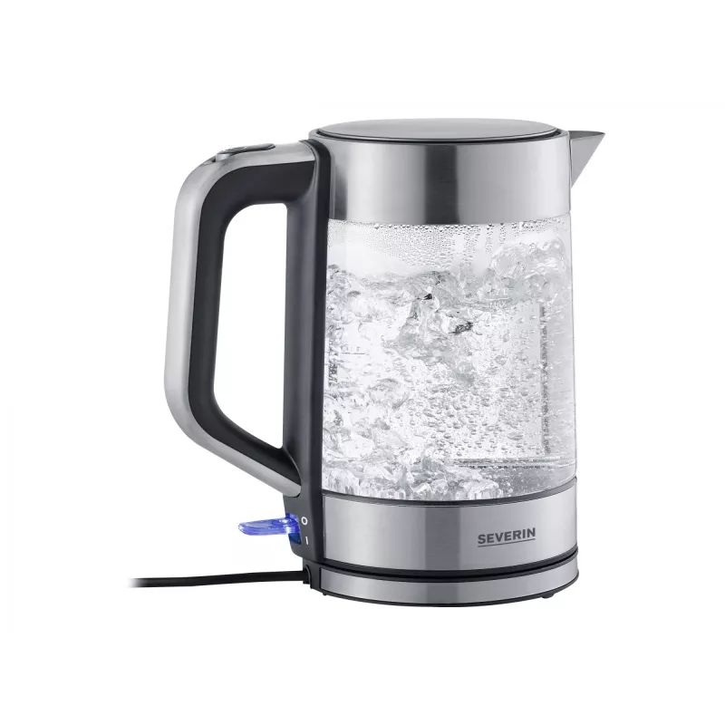 Electric kettle Severin 1.7 L 2200 W Black Stainless steel Transparent