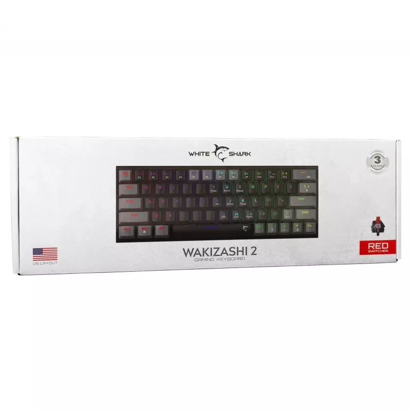 Mechanical Gaming Keyboard White Shark Wakizashi WAKIZASHI-2 with US Red switches, Black-Grey