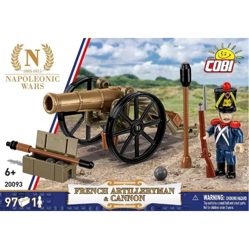 French Artilleryman with Cannon Building Blocks Set, 97 Pieces