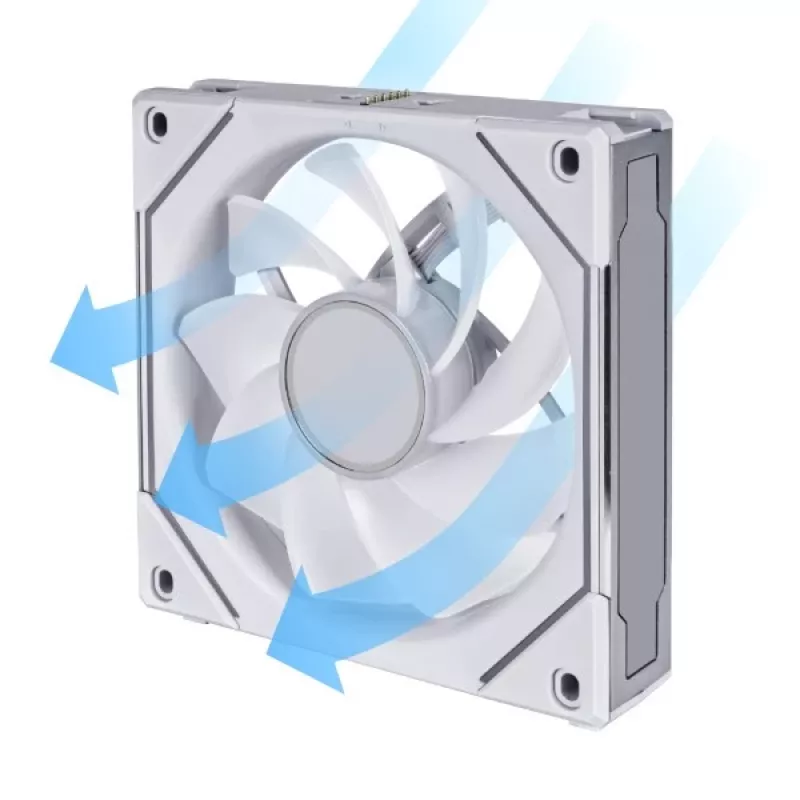 120mm Lian Li UNI FAN SL-INF Wireless ARGB PWM — White, modular magnetic fan system