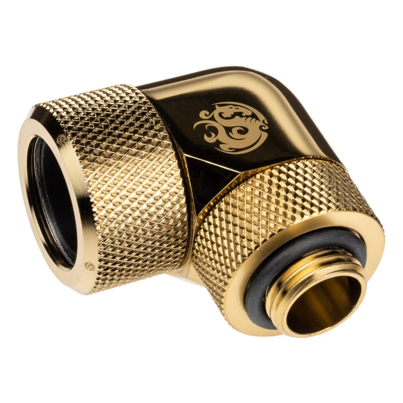 Tubing adapter BitsPower BP-TBE90RMLA16 — brass 1.6 cm diameter computer cooling part