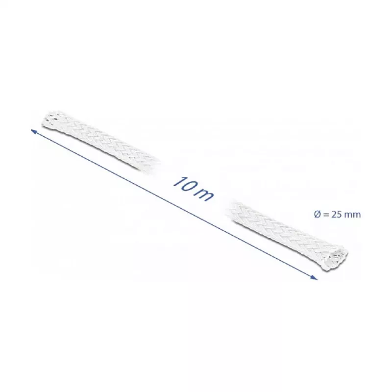 Braided Sleeve DeLOCK 20806 10 m x 25 mm white