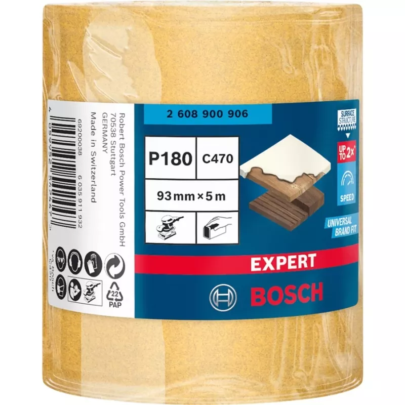 Bosch Expert C470 sanding roll, Abrasive roll, Fine grit, P180, Finishing work, Removing paint, Wood, Dry sanding