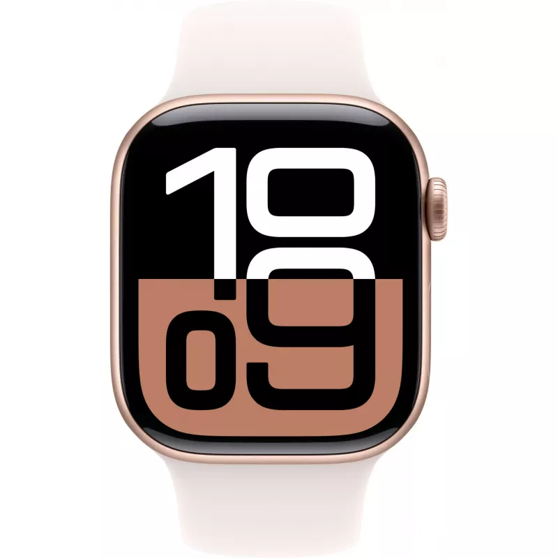 Apple Watch Series 10 Aluminum Case GPS + Cellular 42mm Rose Gold Sport Band pale pink S/M