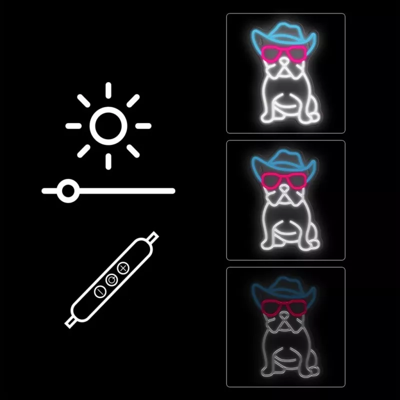 Neon Lights MANTA SNL114MT Bulldog with Glasses neon sign