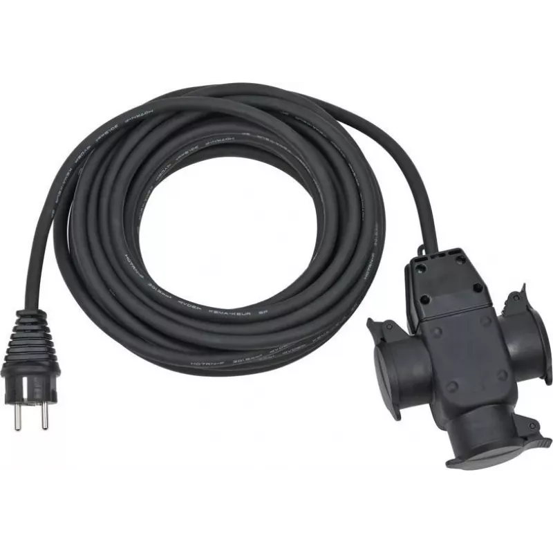 Power Extension Brennenstuhl 1167810301 10m 3 AC Outlets Outdoor Black
