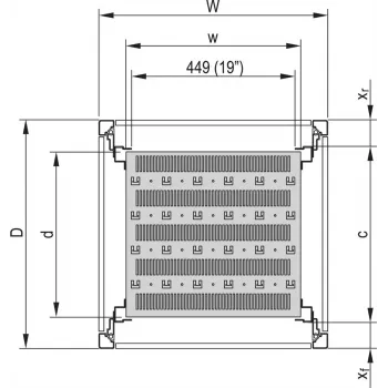 SCHROFF 19\-Rack Shelf, Stationary, 75 kg - 19\FACHB.STAT.600B 500T 7021 (22117845)