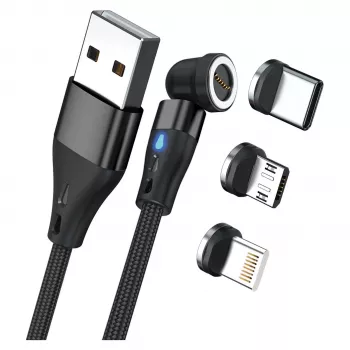 USB Cable RealPower MagneticCharge3 2m USB A Black