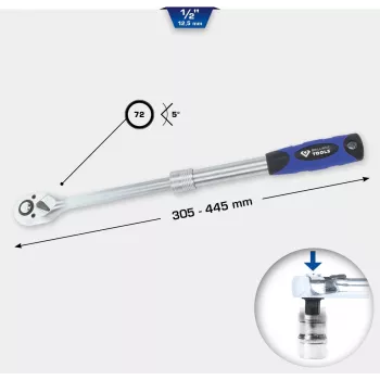 Ratchet ks tools BT022992 1/2 inch telescopic adjustable handle