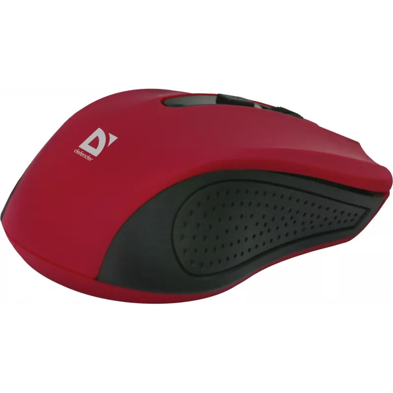 Wireless optical mouse DEFENDER MM-935 RF — ambidextrous, 1600 DPI, red, RF USB receiver, AAA batteries