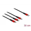 USB Charging Cable DeLOCK 86710 3 in 1 USB Type-C to Lightning Micro USB 30 cm Black Red