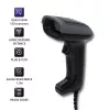 Handheld barcode reader QOLTEC 50863 — 1D/2D scanner, USB wired, LED sensor, black, 5V, 1.8 m cable