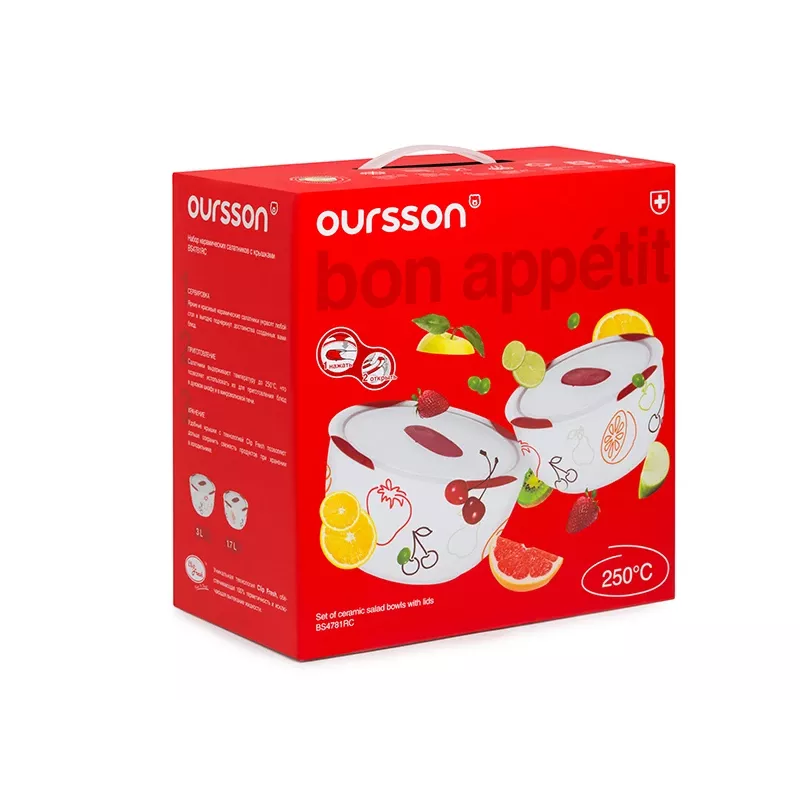 Bowl set OURSSON BS4781RC/DC Round Ceramic 3L White 2 pcs