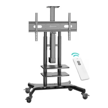 Motorized mobile TV stand ONKRON TS1881E-B for 50–86 inch TVs, black, electric lift, VESA mount