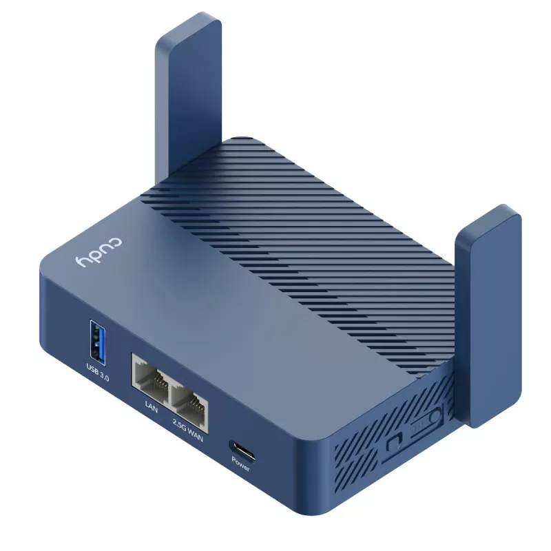 Portable router Cudy TR3000 AX3000 Wi‑Fi 6, Gigabit Ethernet WAN/LAN, USB-A, external antennas, blue